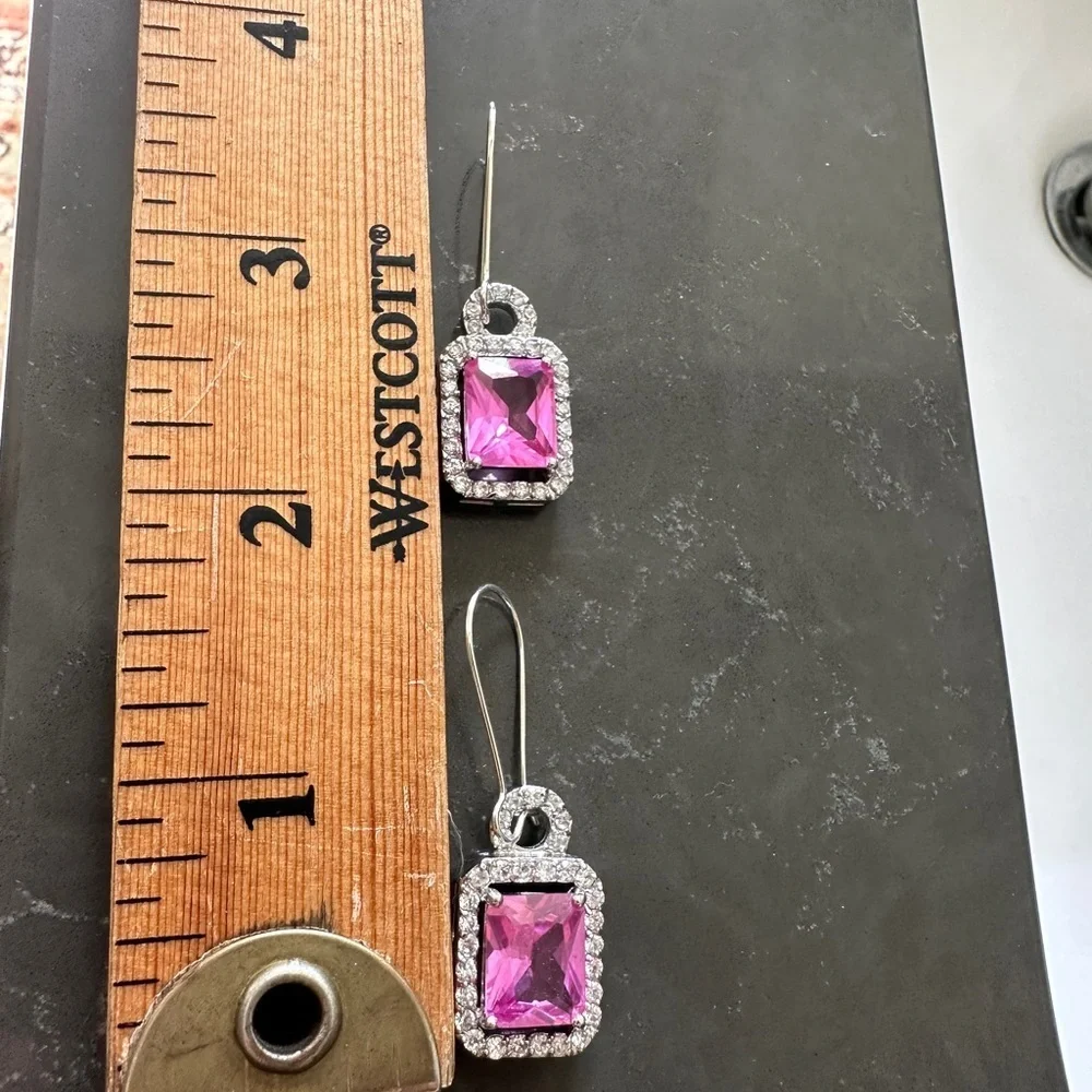 Elegant Pink and Silver Drop Earrings